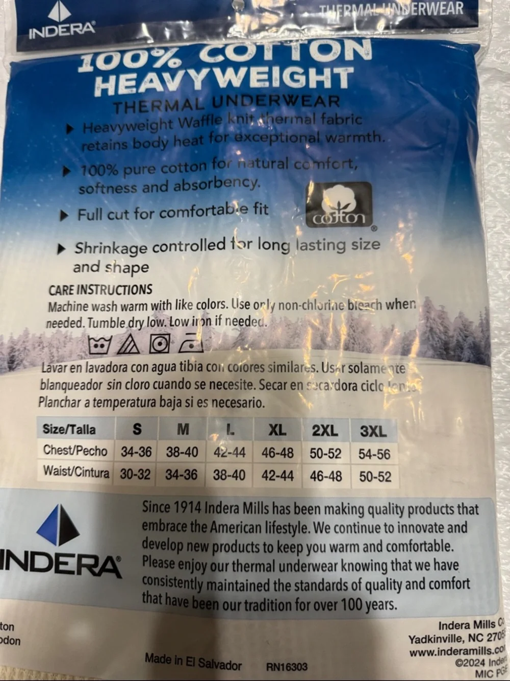 Indera Men's Heavyweight Cotton Waffle Long Johns Thermal Underwear Bottom - L
